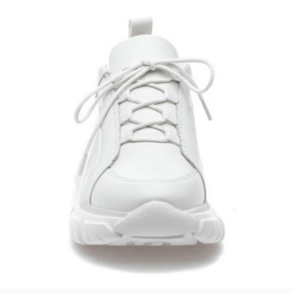 J/SLIDES Women's Knockout Sneakers White Leather Platform Chunky Y2K Size  9M - Picture 3 of 14